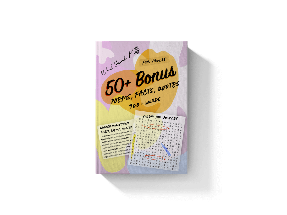 Bonus word search king book mock-up